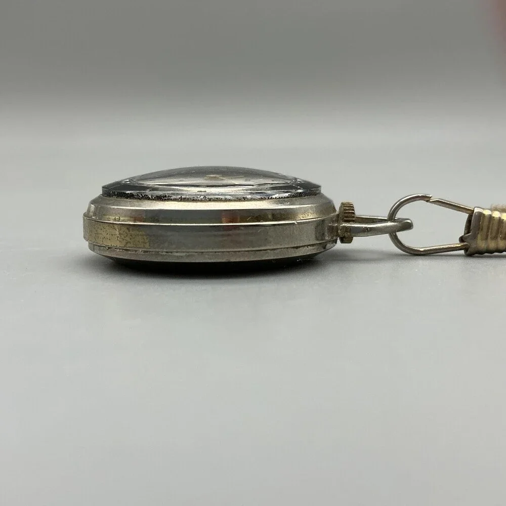 Vintage Capri Pendant Pocket Watch Necklace Women 34mm Silver Tone New Battery